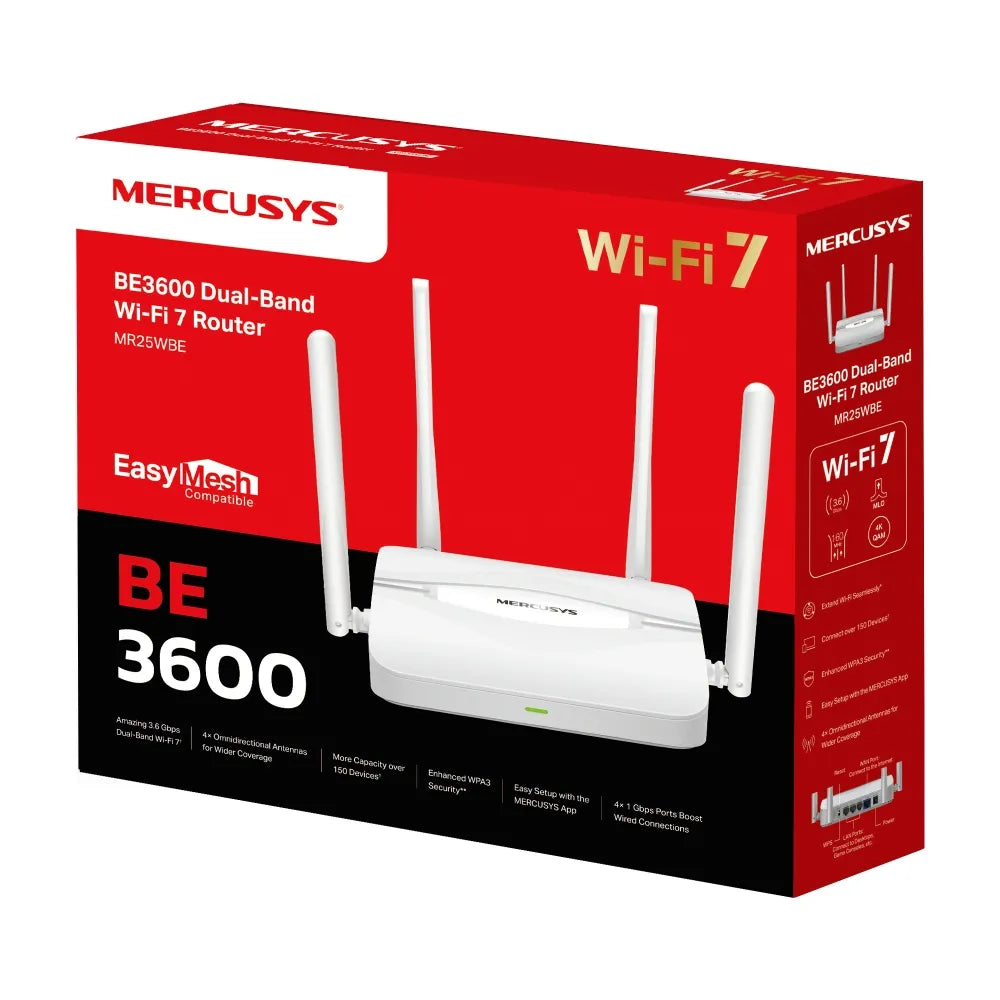 Mercusys BE3600 Dual-Band Wi-Fi 7 Router | MR25WBE