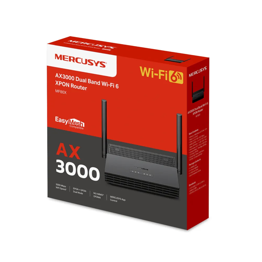 Mercusys AX3000 Dual Band Wi-Fi 6 XPON Router, GPON/EPON | MF80X