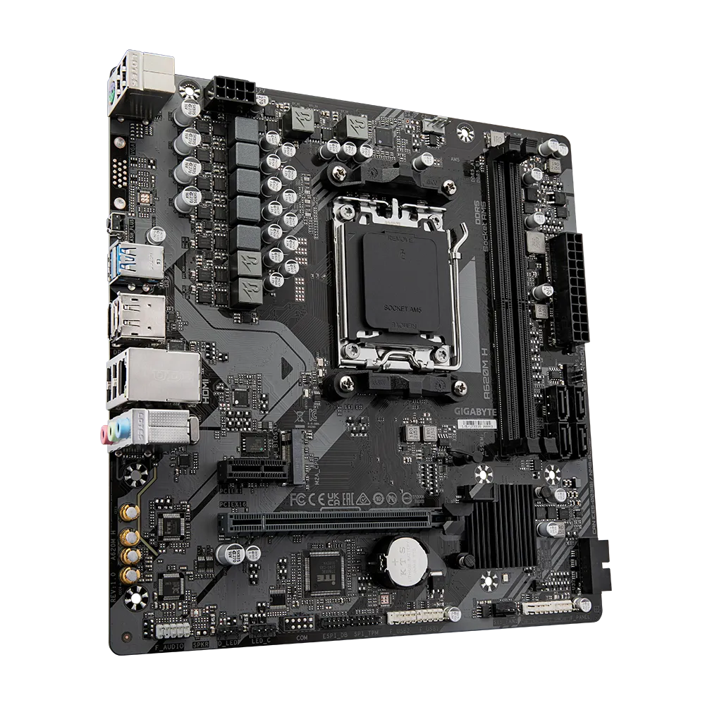 GIGABYTE AMD A620 Chipset for AMD AM5; 2x Dual DDR5; 1x M2; HDMI; DP; mATX.