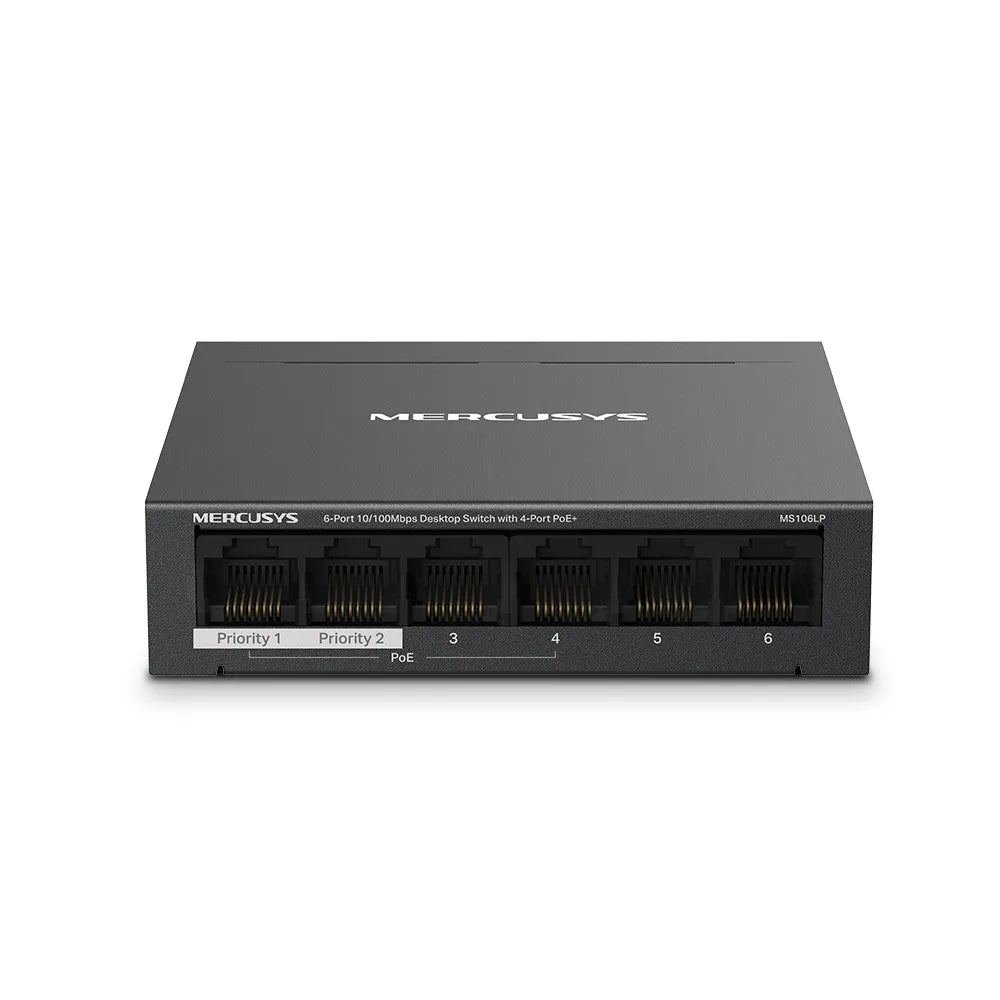 Mercusy 6-Port 10/100 Mbps Desktop Switch with 4-Port PoE+ | MS106LP
