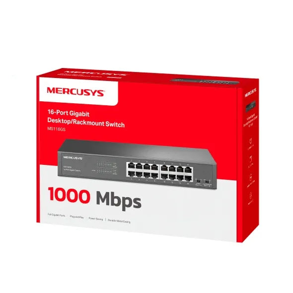 Mercusy 16-Port Gigabit Desktop/Rackmount Switch | MS116GS