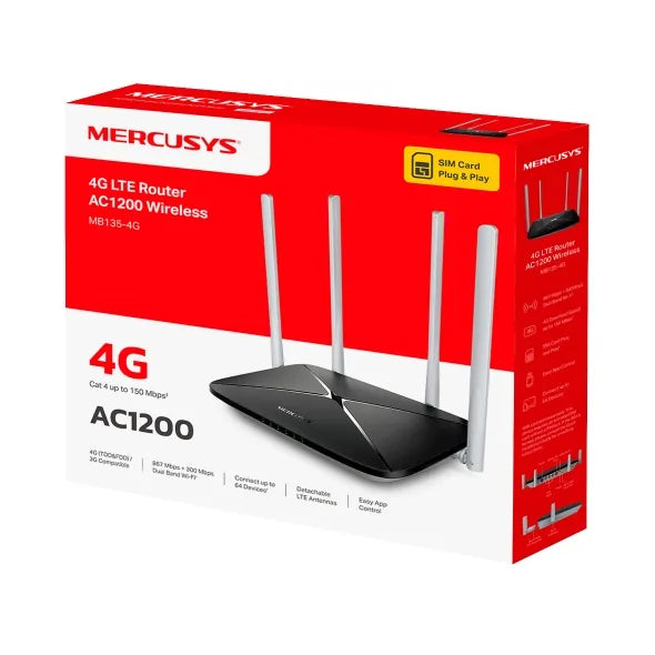 Mercusys AC1200 Wi-Fi 4G LTE Router | MB135-4G