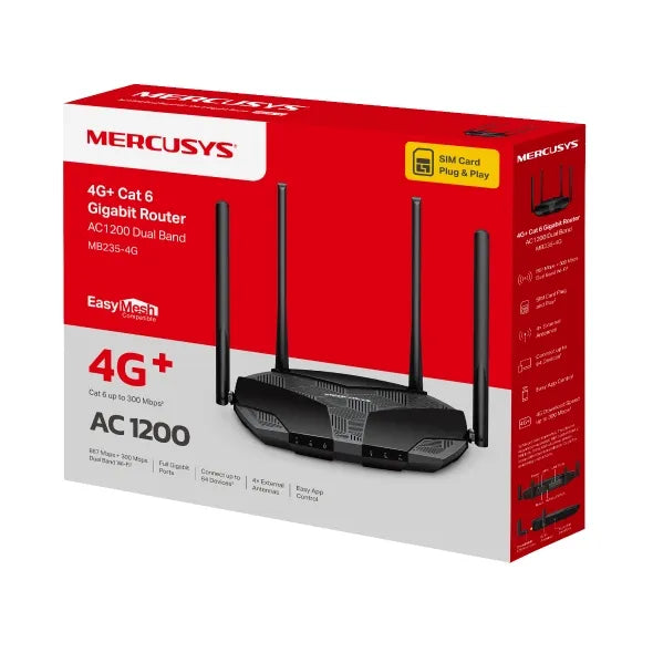 Mercusys AC1200 Wi-Fi 4G+ LTE Router | MB235-4G