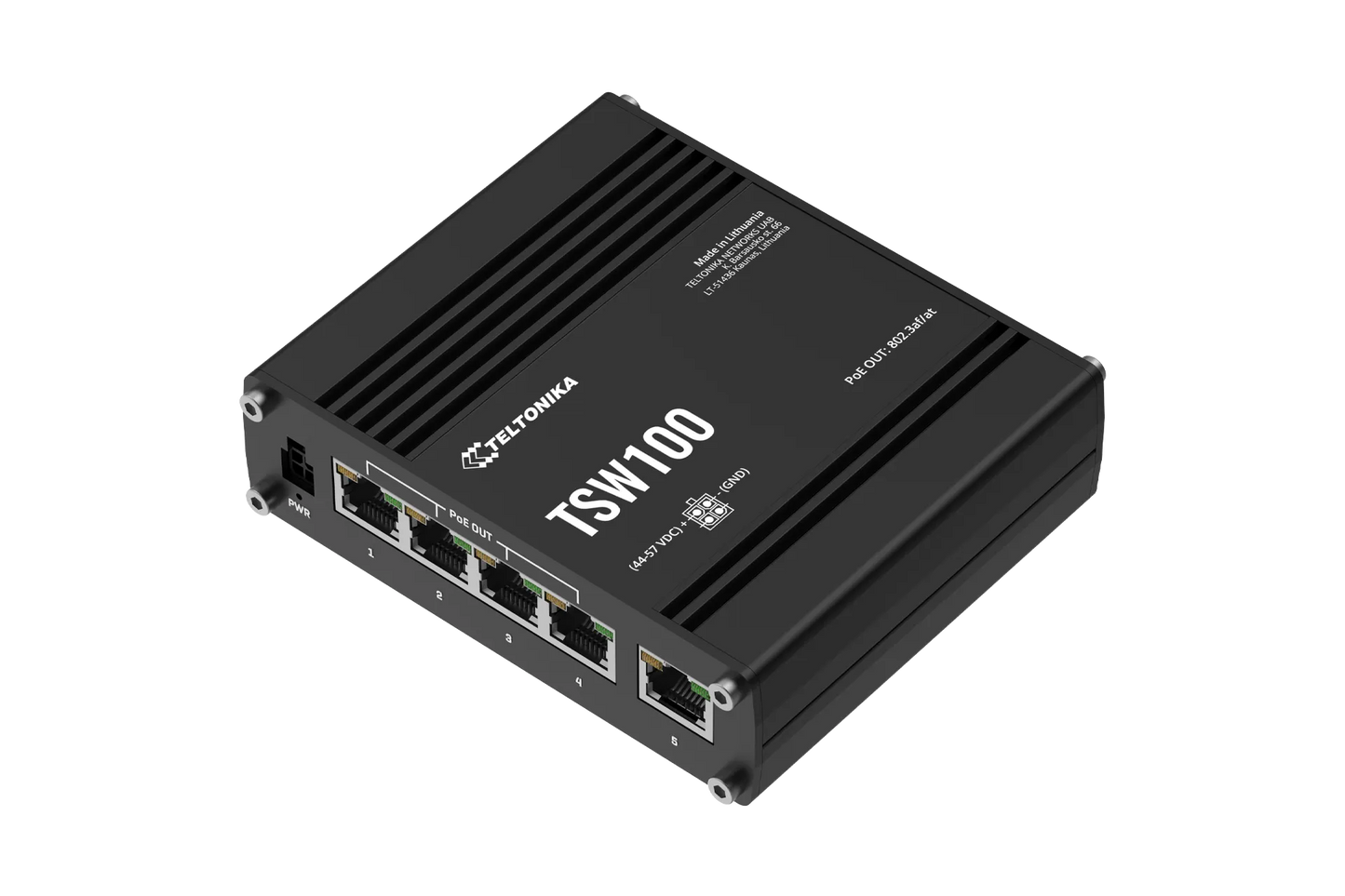 Teltonika Industrial Unmanaged 5 Port PoE+ Ethernet Switch | TSW100