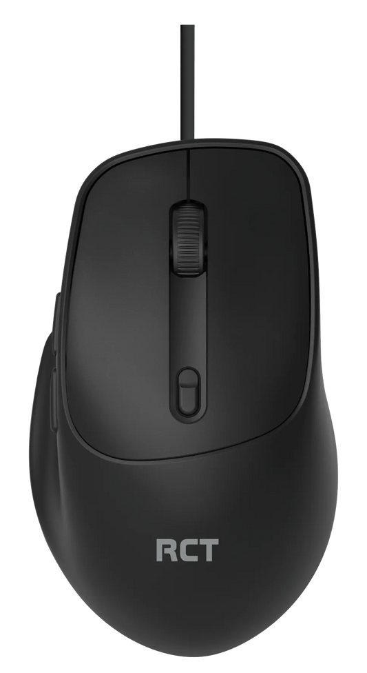 RCT Wired Optical Mouse | USB 2.0 | 6-Button | Adjustable DPI (1000/1600/2400/3200) | Black