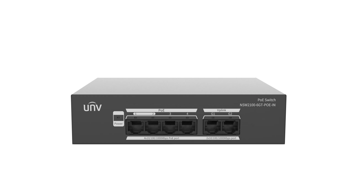 UNV 4-Port Gigabit PoE Ethernet Port switch | NSW2100-6GT-POE-IN