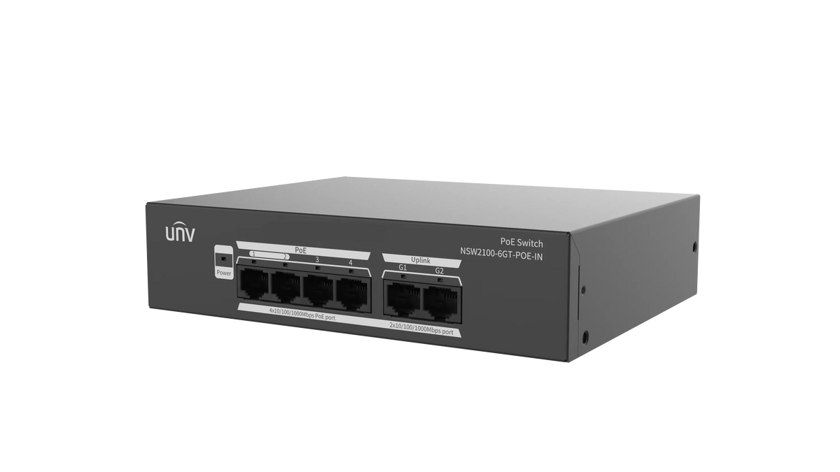 UNV 4-Port Gigabit PoE Ethernet Port switch | NSW2100-6GT-POE-IN