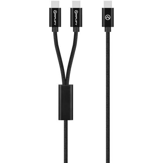 Amplify Linked Series USB-C to 2x USB-C Braided Cable 1.2m - Black - Guards On Duty Shop & Security Guards