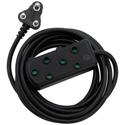 Switched Light Duty Side by Side (SBS) Extension Leads 5m - BK