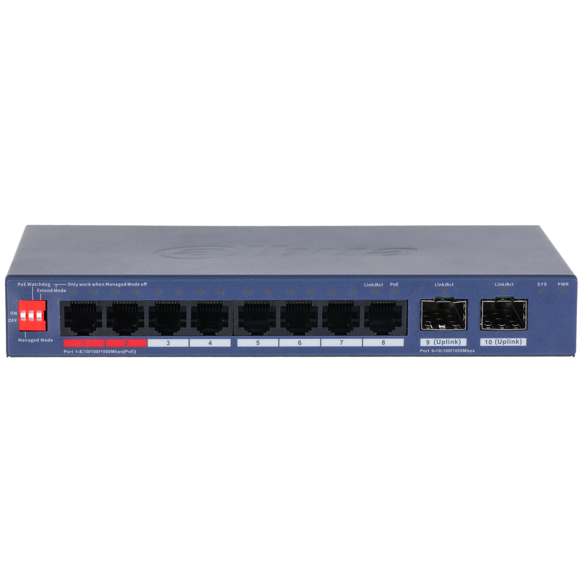 Dahua 10 Port Cloud Managed Desktop Switch – 8 x GB POE Ports - 2 SFP GB Ports