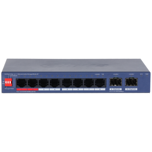 Dahua 10 Port Cloud Managed Desktop Switch – 8 x GB POE Ports - 2 SFP GB Ports