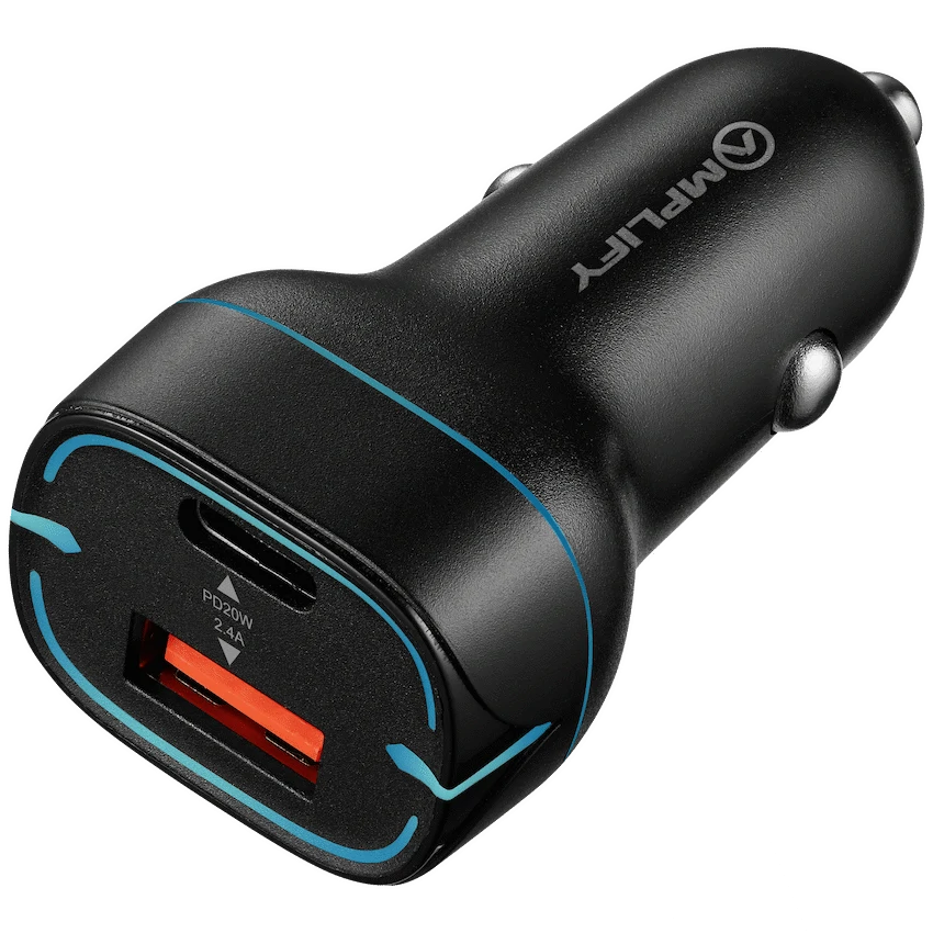 Amplify Volto Series Dual Car Charger 32W (Type-C + USB) - Black - Guards On Duty Shop & Security Guards