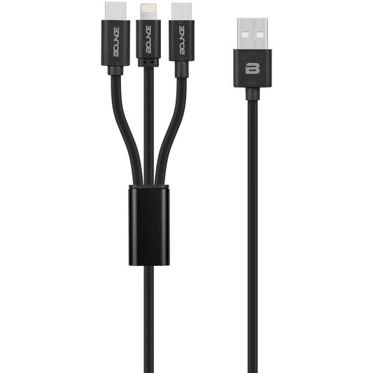 Bounce Cord Series 3 in 1 Charge Cable 1m - Black - Guards On Duty Shop & Security Guards