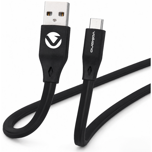 Volkano Slim Series Flat PVC Type-C Cable 1.2m - Black