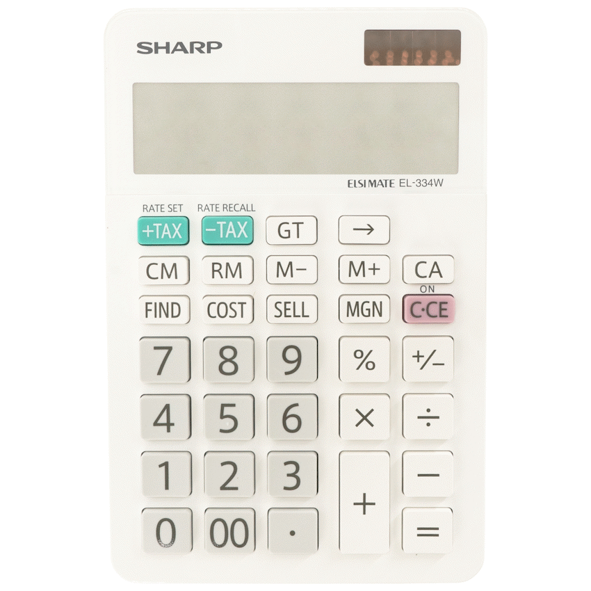 Sharp ElsiMate EL334WB - 12 Digit Desk Calculator - Guards On Duty Shop & Security Guards