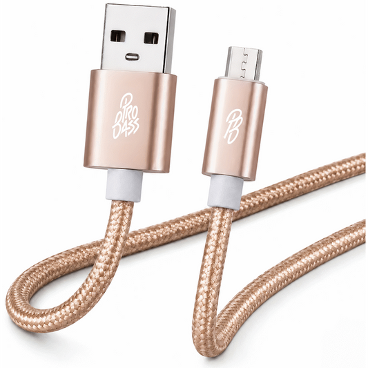 Pro Bass Braided Series Micro USB Cable 1.2m - Gold