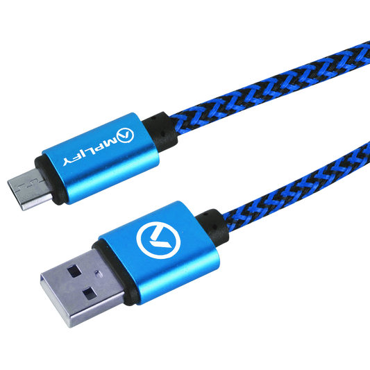 Amplify Linked Series Micro USB Braided Cable - 2m - Black/Blue - Guards On Duty Shop & Security Guards