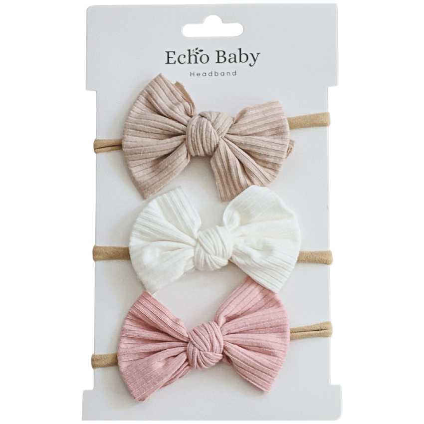 Echo Baby Bow Headbands - Set of 3 (Bone, white, pink) - Guards On Duty Shop & Security Guards