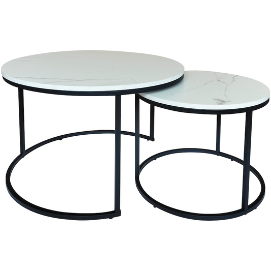 Everfurn Nile Nesting Coffee Table - Marble White