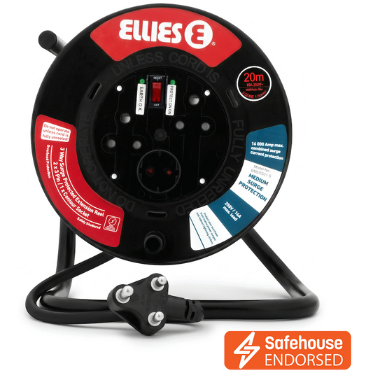 Ellies Heavy Duty Surge Extension Reel - 20m - BK
