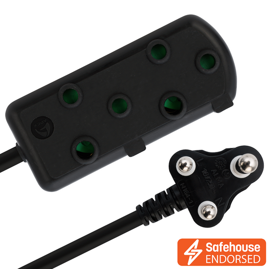Ellies Side-by-Side Light-Duty Extension Lead - 3m - Black