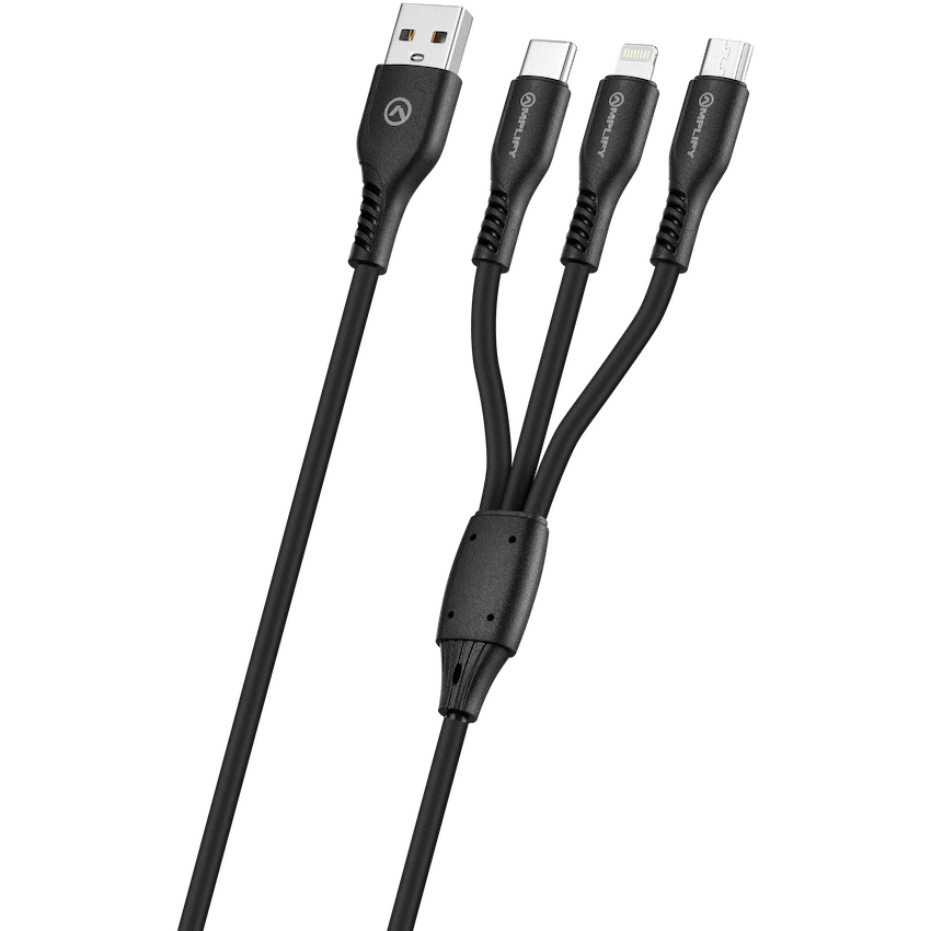 Amplify CoreCharge Series 1.2m 3-in-1 Cable - Black - Guards On Duty Shop & Security Guards