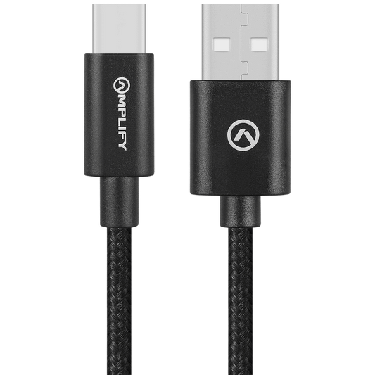 Amplify Linked Series USB-A to Type-C Braided Cable 1.2m - Black - Guards On Duty Shop & Security Guards