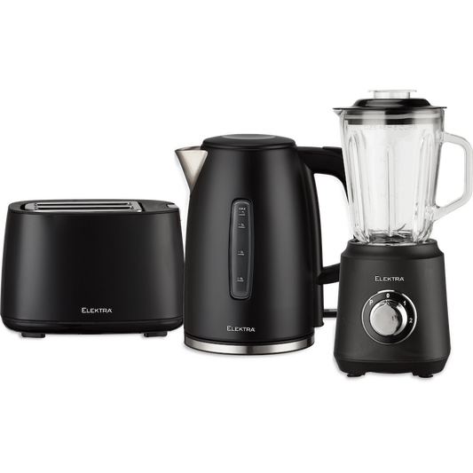 Elektra Kettle, Toaster and Blender Breakfast Set - Black