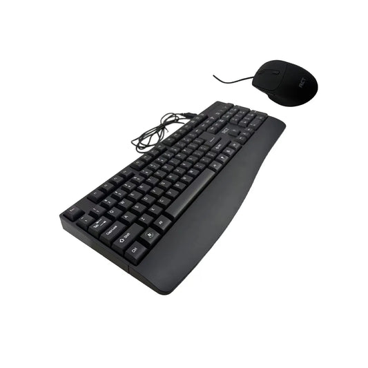 RCT Wired USB Keyboard & Mouse Combo | 104-Key Membrane Keyboard | AI Tool Key | Optical Mouse; 1000-3200 DPI