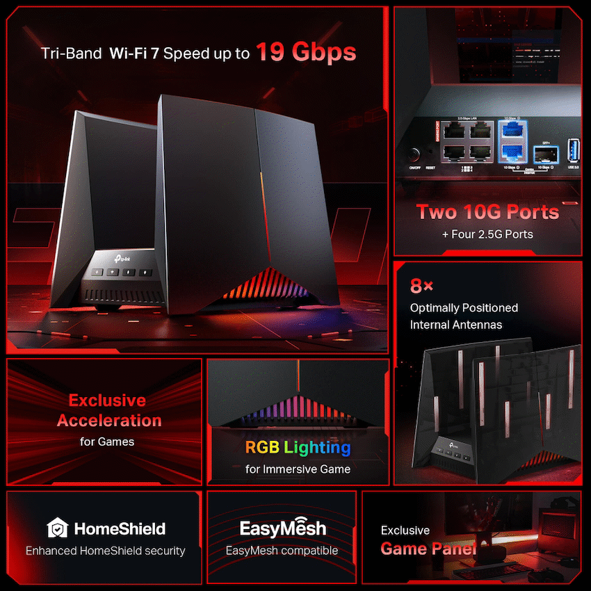 Archer GE800 BE19000 Tri-Band Wi-Fi 7 Gaming Router - Guards On Duty Shop & Security Guards