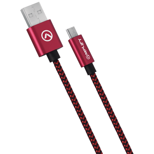 Amplify Linked Series Micro USB Braided Cable - 2m - Black/Red - Guards On Duty Shop & Security Guards