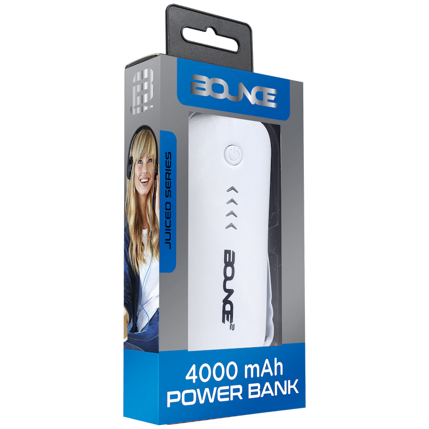 Bounce Juiced 4000mah Power Bank - White - Guards On Duty Shop & Security Guards
