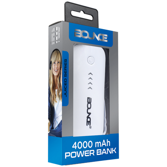 Bounce Juiced 4000mah Power Bank - White - Guards On Duty Shop & Security Guards
