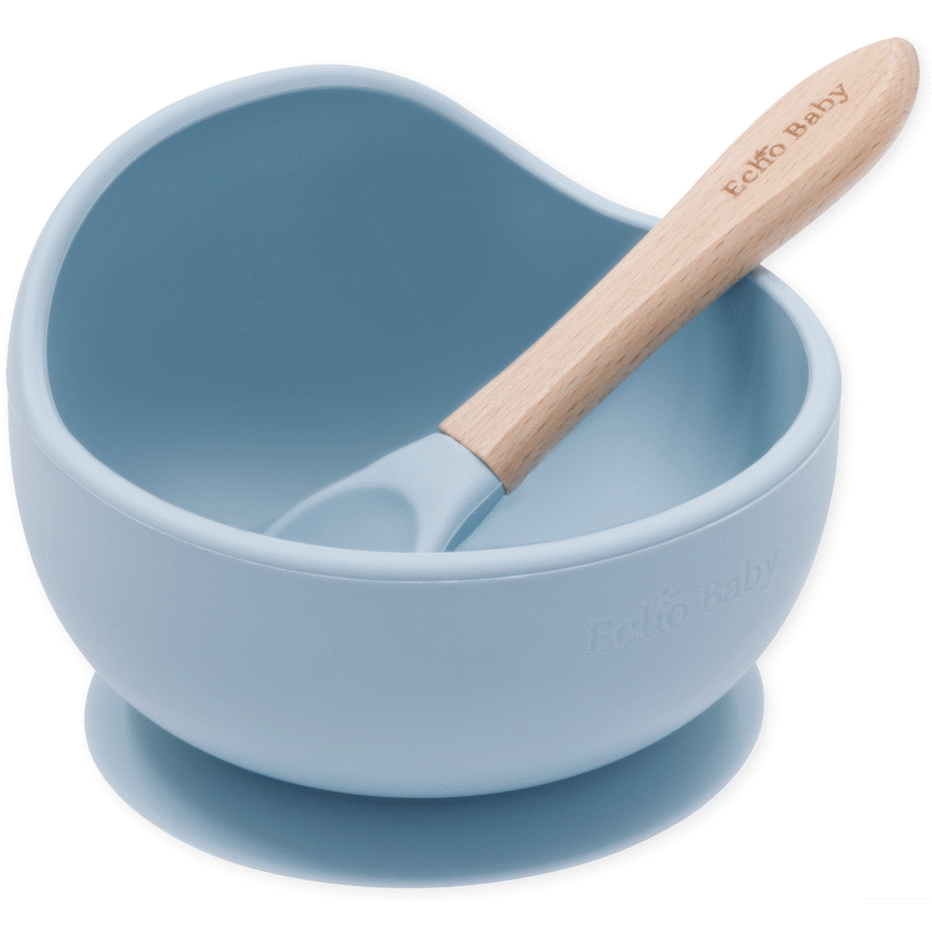 Echo Baby Silicone Suction Bowl and Spoon Set - Powder Blue - Guards On Duty Shop & Security Guards
