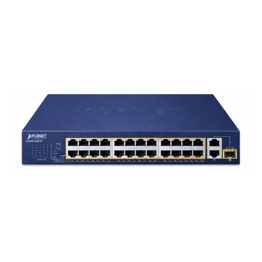Planet - FGSD-2621P - 24-Port 10/100TX 802.3at PoE + 2-Port 10/100/1000T + 1-Port shared 1000X SFP Unmanaged Gigabit Ethernet Switch- Networking