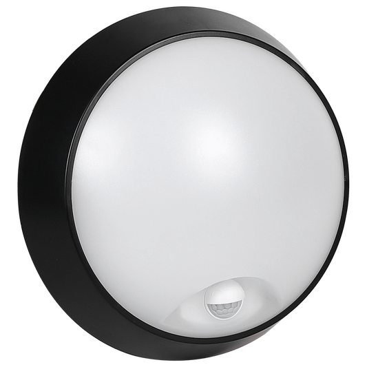 Ellies Spectra Series - AC 15W  Round LED Bulkhead with 3CCT and Sensor -BK