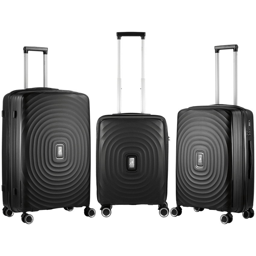Travelwize Ripple PP 4-Wheel Spinner 3 Pc Luggage Set - Black