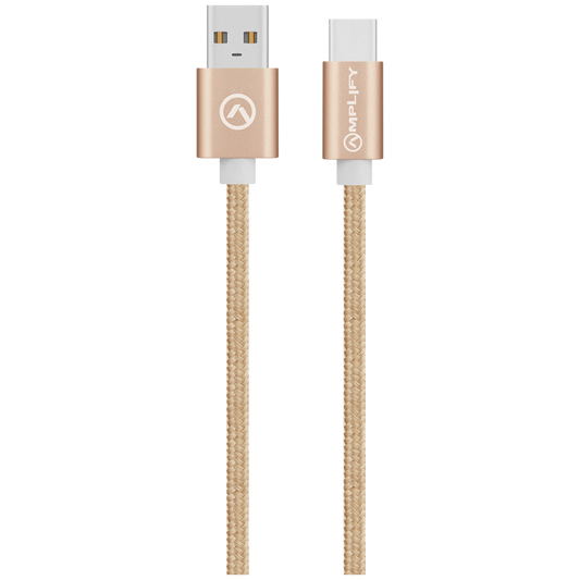 Amplify Linked Series Braided USB Type-C Cable 2m - Champagne Gold - Guards On Duty Shop & Security Guards