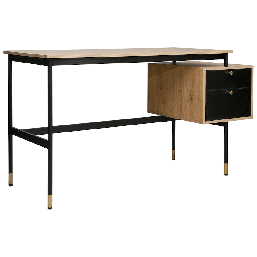 Everfurn Summit Desk with Two Drawers - Black