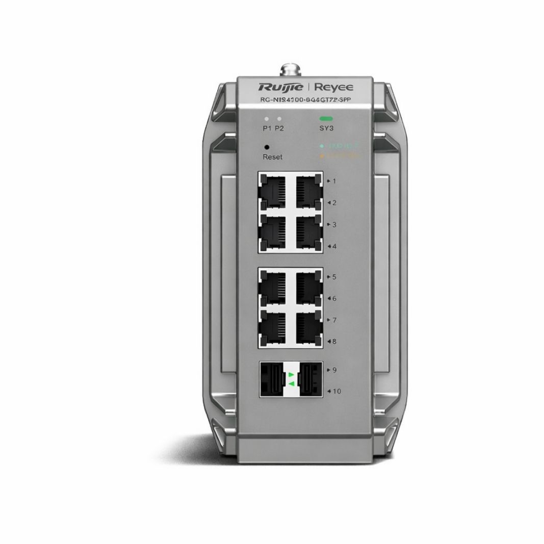 Reyee 8 Port 1GE PoE Cloud Managed Industrial Switch with 2 SFP 1GE Uplinks