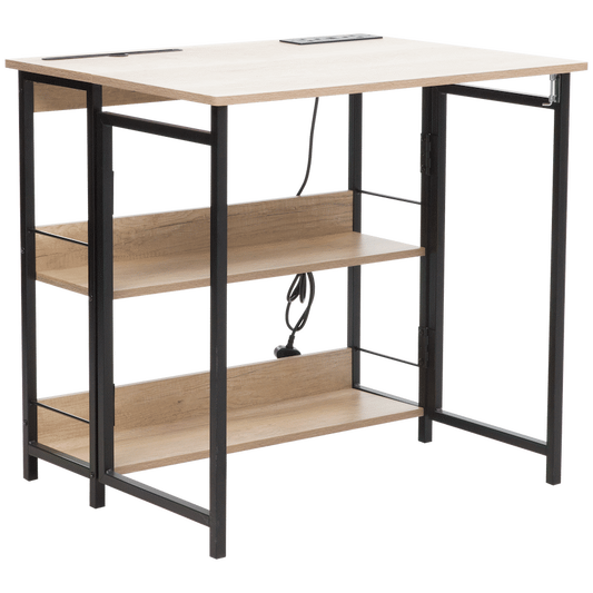 Everfurn Viron Folding Desk with 2-Prong Plugs and USB