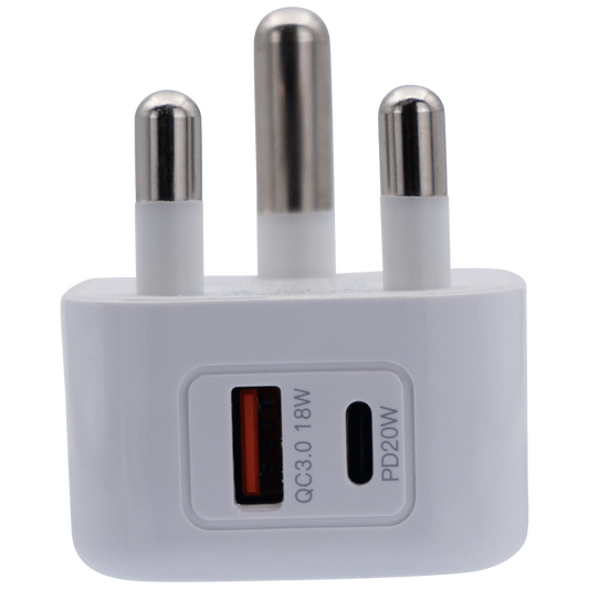 Volkano Robust Series 3-Pin SA to 20w PD + QC 3.0 Wall Charger