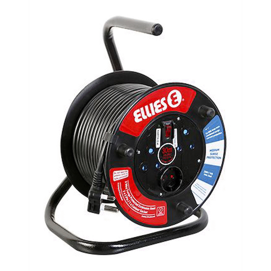 Ellies Heavy Duty Surge Protected Extension Reel 10m - BK
