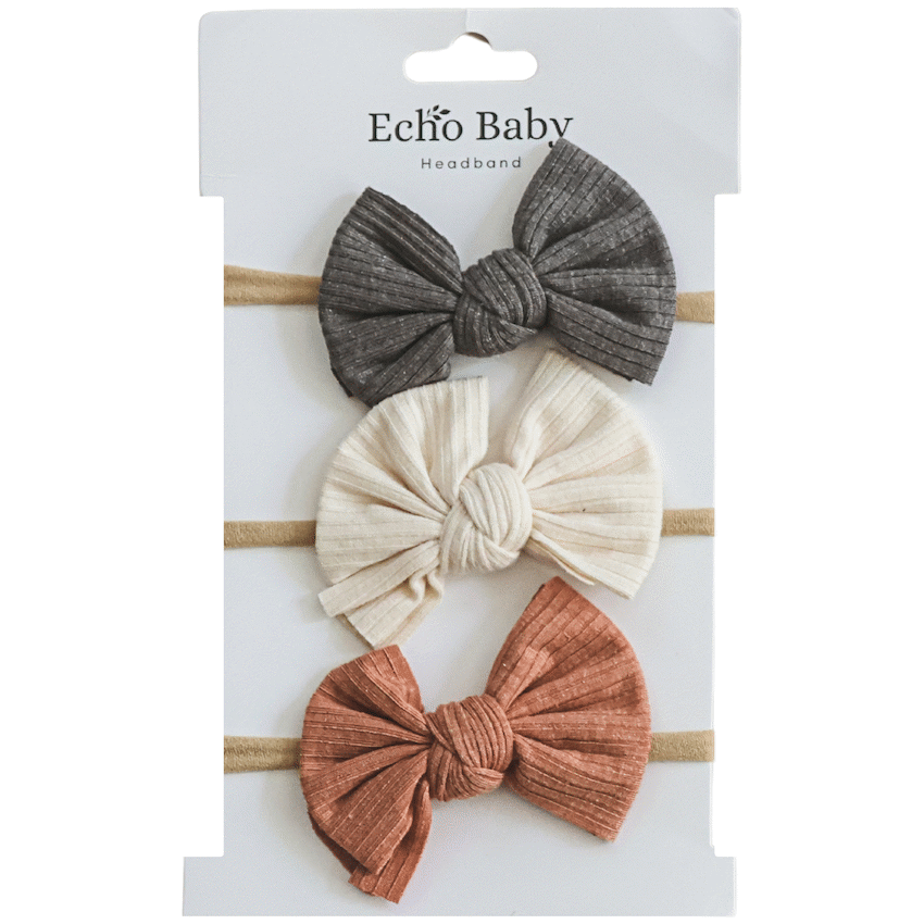 Echo Baby Bow Headbands - Set of 3 (Pebble, Amber, Stone) - Guards On Duty Shop & Security Guards