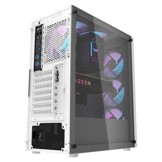 darkFlash Computer Case DK351 - White (with 4 ARGB Fans)