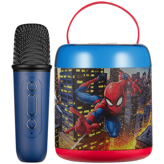 Marvel Spider-Man Cylinder Karaoke Speaker with Bluetooth Microphone