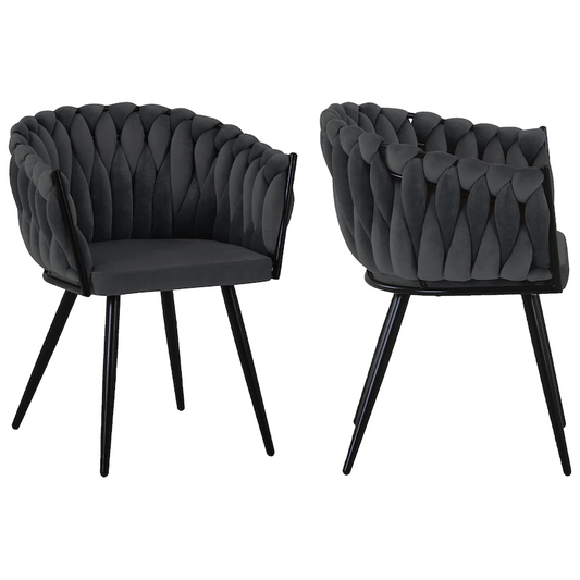 Everfurn Opulent Large Velvet Casual Chair - Grey - 2 Pack