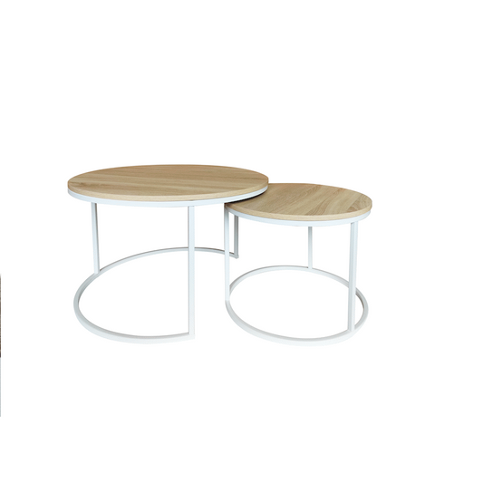 Everfurn Nile Nesting Coffee Table - Oak and White Frame
