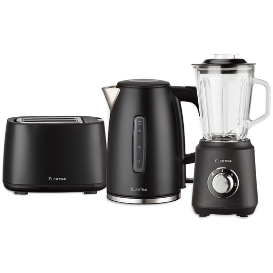 Elektra Kettle, Toaster and Blender Breakfast Set - Black