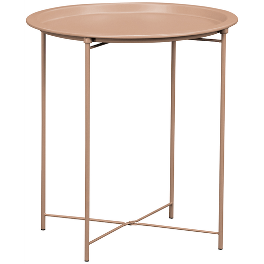 Everfurn Nala Side Table Beige, Painted MDF, Steel Frame